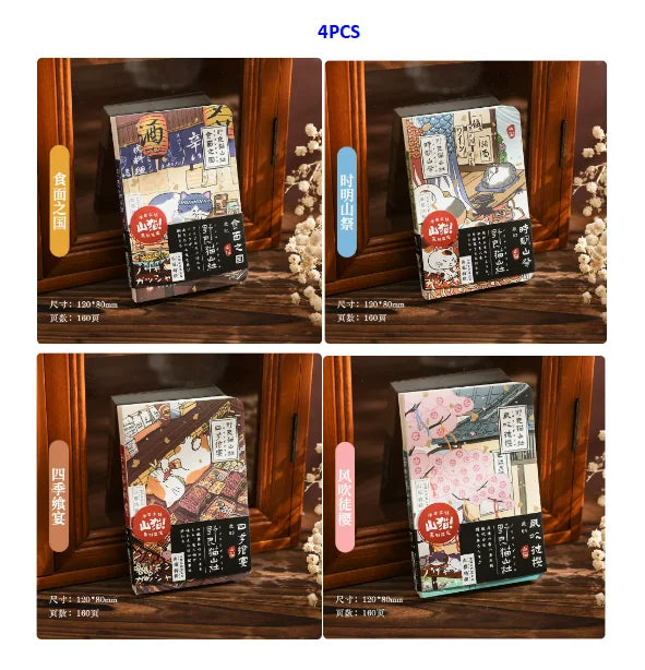 Carnet de poche Kawaii Chat de dessin animé – Mini carnet, agenda et journal de style japonais pour l'école et les voyages