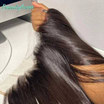 24/26 pulgadas de cabello humano brasileño liso para frontal de encaje – Cierre frontal de encaje transparente HD de 13x6 pre-arrancado | Extensión de cabello natural Remy