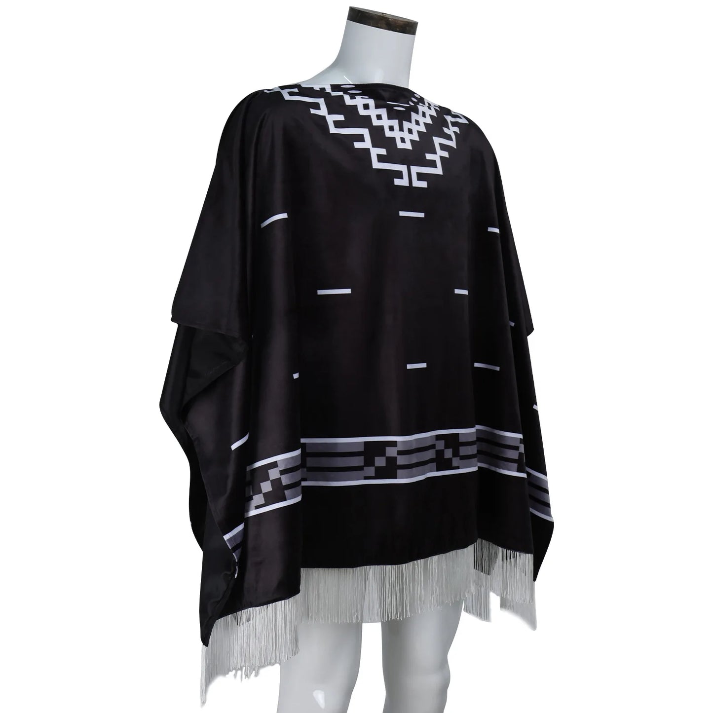 Clint Eastwood Inspired Cowboy Poncho Cosplay Costume – Men’s Aztec Pattern Serape Shawl Cape with Hat for Halloween & Movie Roleplay