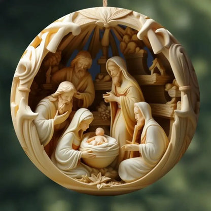 Acrylic Painted Nativity Christmas Ornament – Hangable Religious Pendant Decoration for Christmas Tree, Holiday Home Decor & Gifts