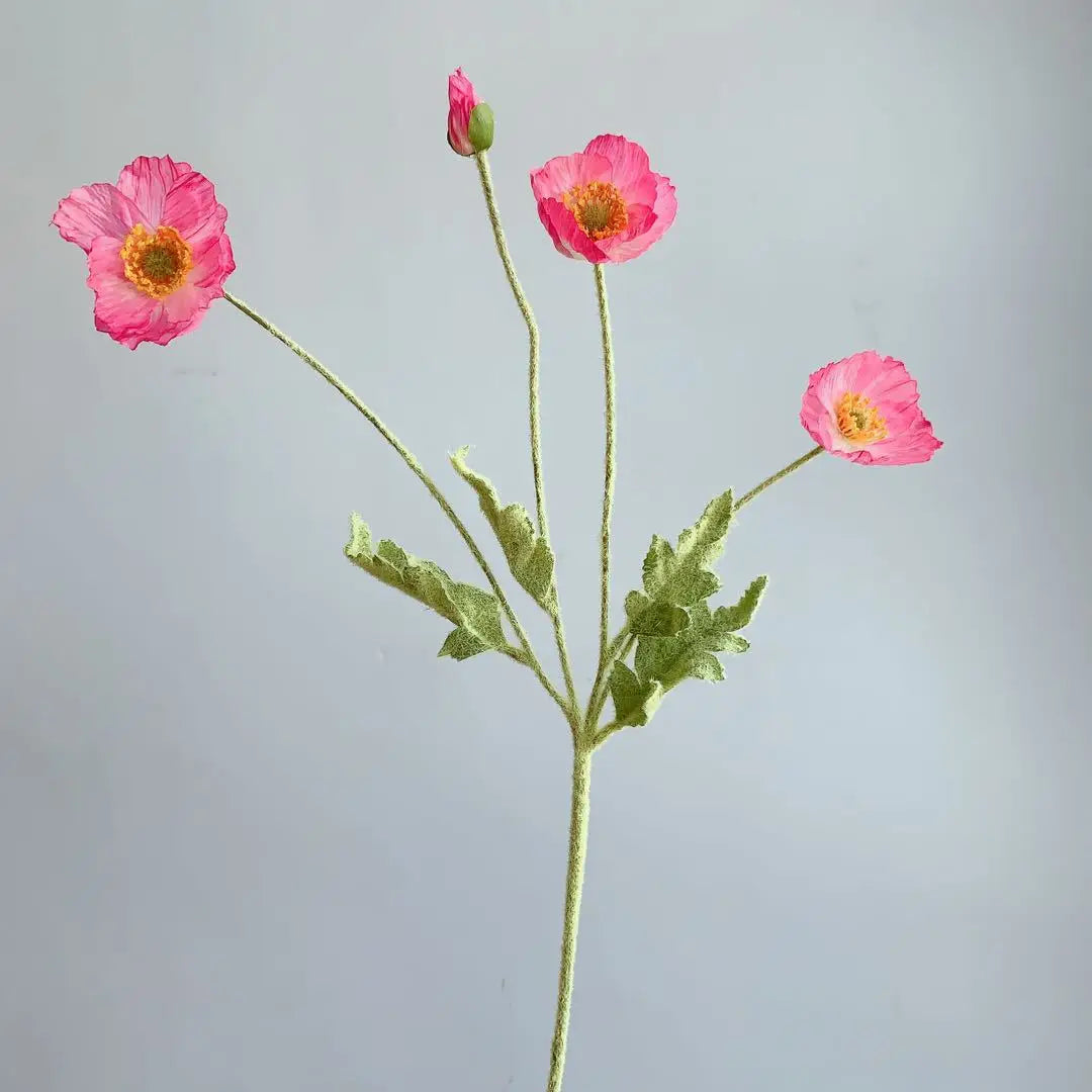 4 Heads Artificial Poppy Bouquet – Realistic Faux Flowers for Home Décor, Garden, Wedding Decoration, Party Arrangements & DIY Floral Projects