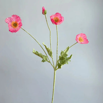 4 Heads Artificial Poppy Bouquet – Realistic Faux Flowers for Home Décor, Garden, Wedding Decoration, Party Arrangements & DIY Floral Projects
