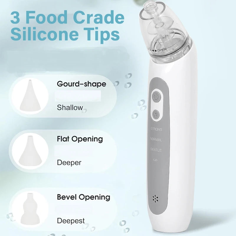 Electric Baby Nasal Aspirator – Automatic Nose Cleaner for Newborns & Toddlers with 3 Soft Silicone Tips, Gentle Suction & Music Function