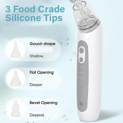 Electric Baby Nasal Aspirator – Automatic Nose Cleaner for Newborns & Toddlers with 3 Soft Silicone Tips, Gentle Suction & Music Function