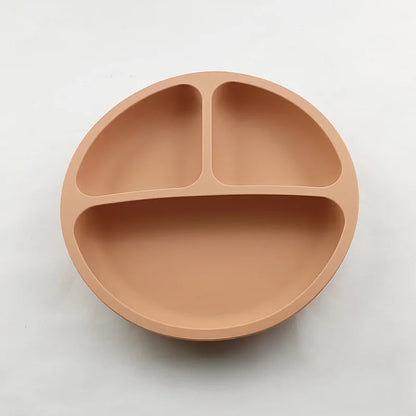 Assiette à ventouse en silicone pour bébé – Assiette repas sourire pour tout-petits avec compartiments, vaisselle pour enfants sans BPA