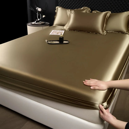 Rayon Satin Fitted Sheet – Soft Mattress Cover with Elastic Band for Single, Double, Queen & King Beds
