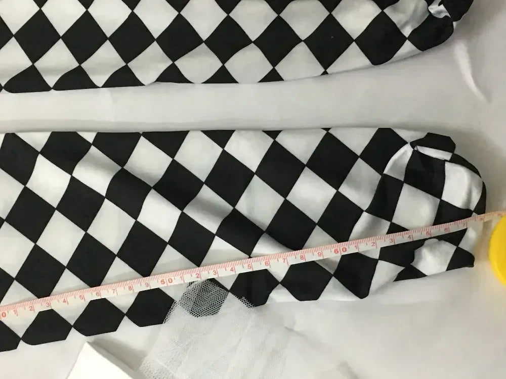 Black & White Clown Cosplay Costume – Women’s Circus Jumpsuit Set (Halloween/Carnival Masquerade Outfit)