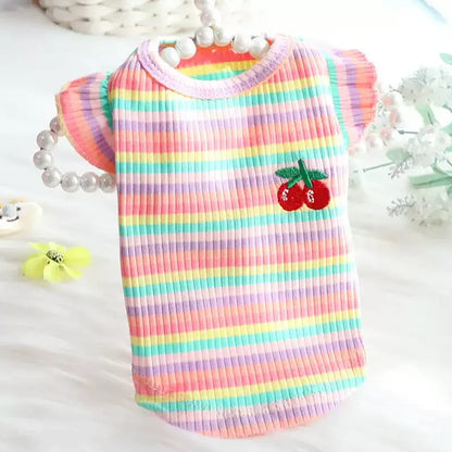 Vestido de verano para cachorros lindos para perros y gatos pequeños – Ropa de encaje a rayas para mascotas, camiseta y falda para perras Chihuahua, Yorkie, Bichon