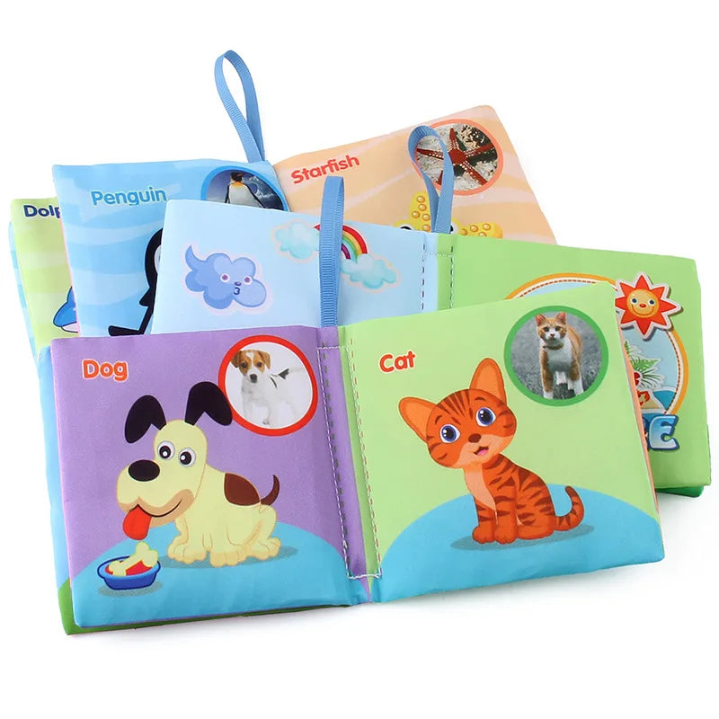 Livre en tissu doux pour bébé, Montessori animal 3D, jouet sensoriel pour nouveau-nés de 0 à 12 mois