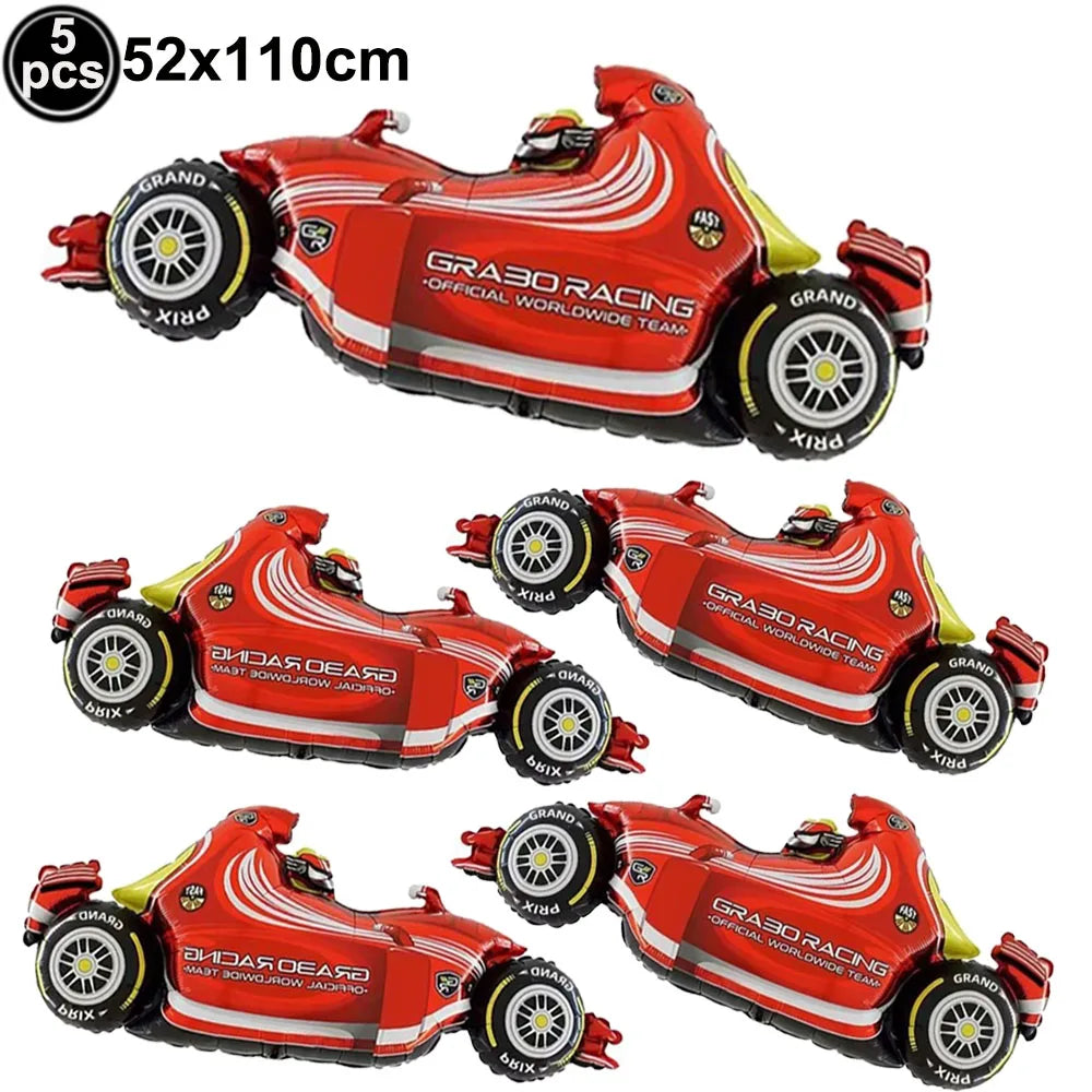 Racing Car Birthday Party Decorations – Race Car, Tire Wheel, Traffic Cone & Checkered Balloons for Kids' Racing-Themed Parties