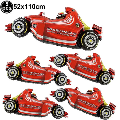 Racing Car Birthday Party Decorations – Race Car, Tire Wheel, Traffic Cone & Checkered Balloons for Kids' Racing-Themed Parties