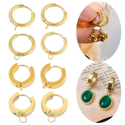 10-Piece Gold Stainless Steel Hoop Earring Hooks with Round Posts – DIY Earring Making Supplies & Jewelry Findings for Women