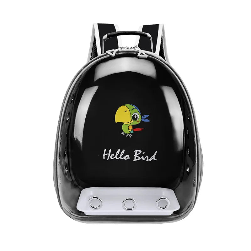 Transparent Bird Carrier Backpack – Portable Birdcage with Perch Platform & Food Cup for Parrots, Cockatiels, Budgies & Lovebirds