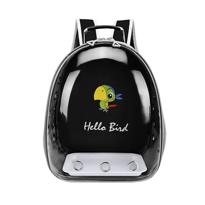 Transparent Bird Carrier Backpack – Portable Birdcage with Perch Platform & Food Cup for Parrots, Cockatiels, Budgies & Lovebirds