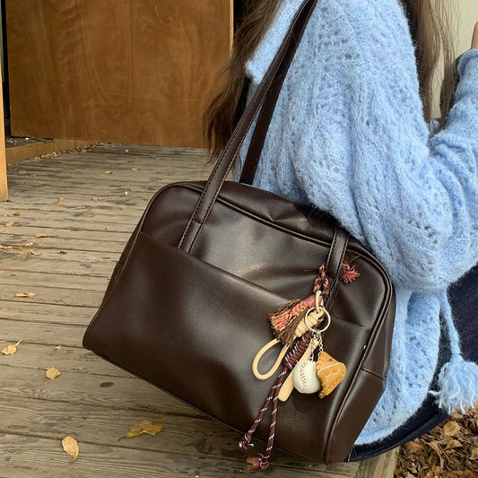 Bolso de hombro de gran capacidad para mujer de estilo coreano – Bolso de mano vintage para llevar debajo del brazo, bolso de homso versátil para la moda de otoño de 2025, trabajo diario, compras y uso casual