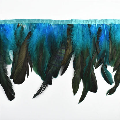 10 m Rooster Feather Fringe Trim – Natural Feather Ribbon for Sewing, Crafts & Costume Decoration