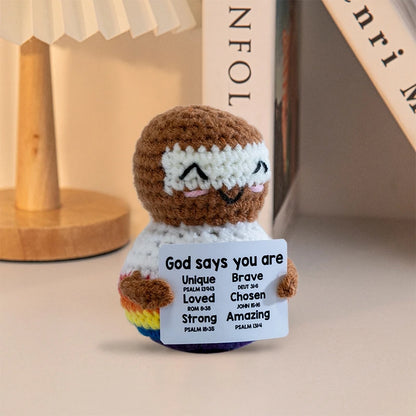 Poupée Pomme de Terre Énergétique Positive au Crochet – Figurine Mignonne en Tricot à Serrer, Artisanat Animalier Kawaii Fait Main au Crochet & Cadeau de Noël