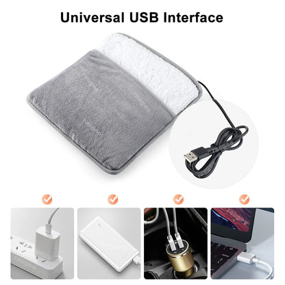 Calentador Eléctrico de Pies USB – Calienta Pies Suave de Peluche para el Hogar, la Oficina y el Dormitorio