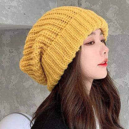Women's Winter Knitted Beanie Hat – Warm Casual Stacking Bonnet Cap, Solid Color Unisex Hip-Hop Hat for Men & Women