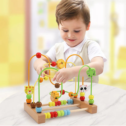 Jouet Montessori en bois de montagnes russes – Labyrinthe de perles pour bébé, boulier d'apprentissage des mathématiques pour les tout-petits de 1 à 3 ans, cadeau de développement éducatif précoce