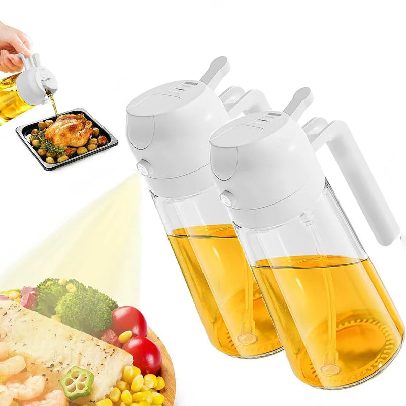 500ml 2-in-1 Oil Spray Bottle – Refillable Olive Oil Dispenser & Sprayer for Cooking, BBQ, Baking, Vinegar & Soy Sauce