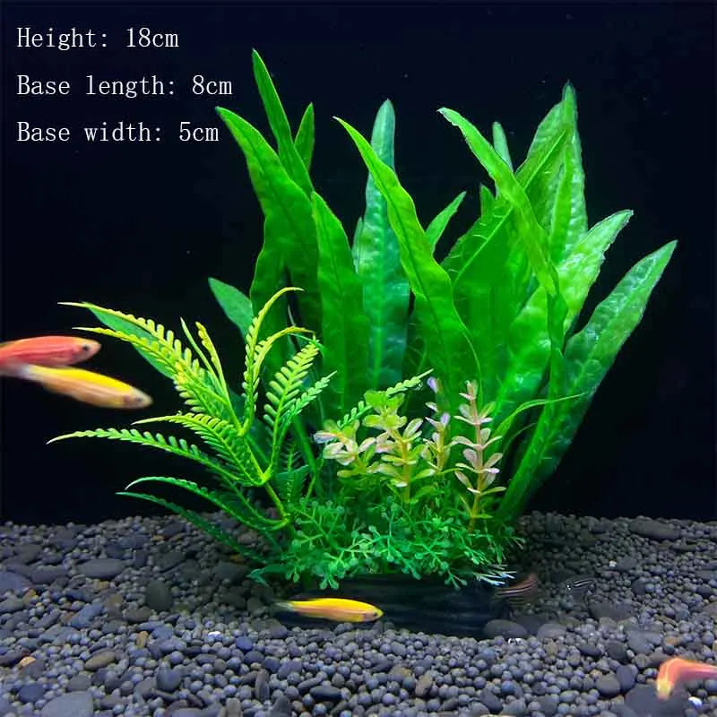 Artificial Underwater Aquarium Plants – Plastic Aquatic Fake Shrubs & Green Water Grass for Fish Tank Landscaping, Realistic Simulated Decor