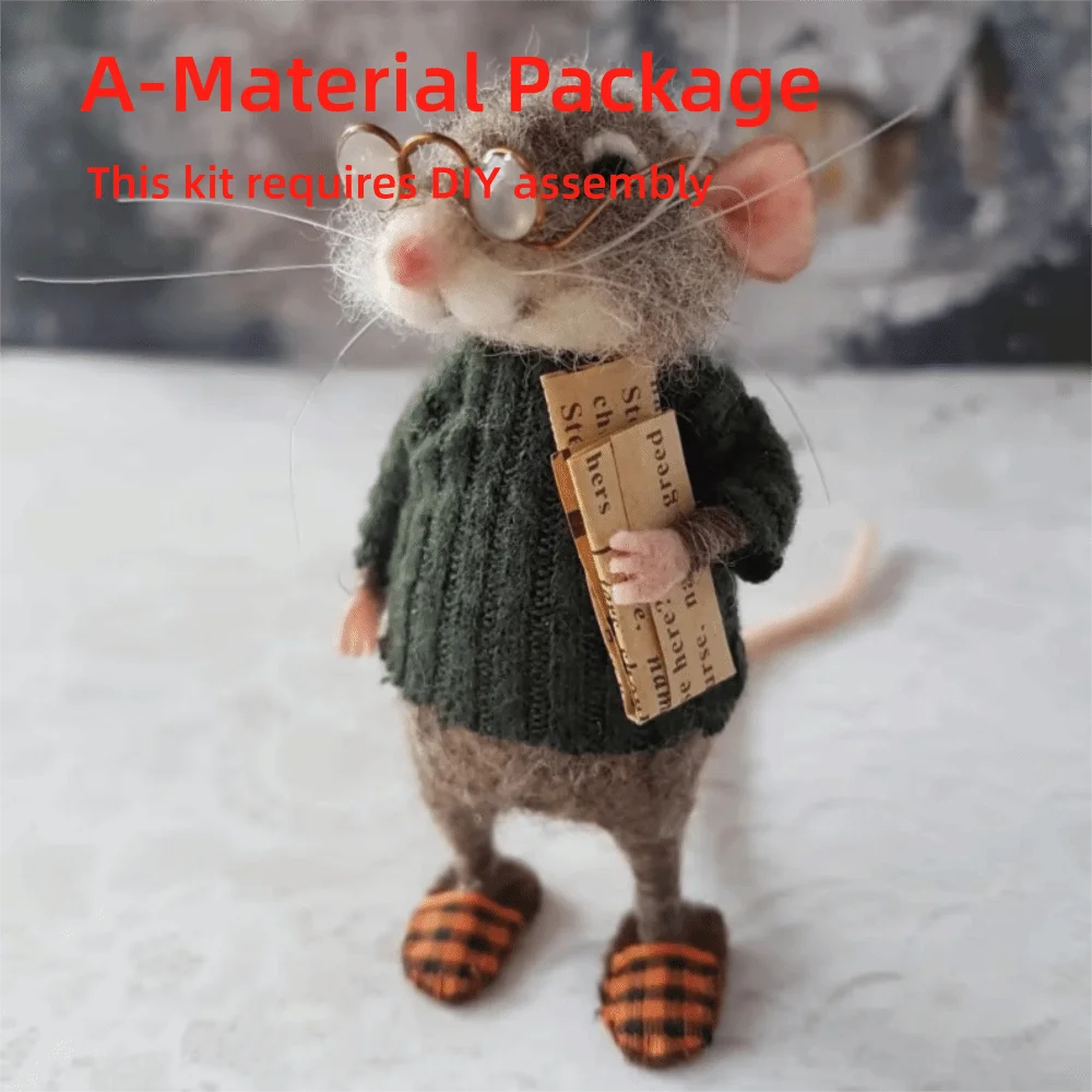 Needle Felted Mouse Christmas Ornament – Cute Wool Felt Mouse Hanging Decoration, Handmade Craft Decor for Christmas Tree & Home
