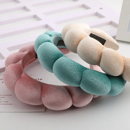 Diadema Retro Acolchada de Terciopelo – Diadema de Esponja Acolchada para Mujeres y Niñas | Accesorio de Moda para Maquillaje y Peinado