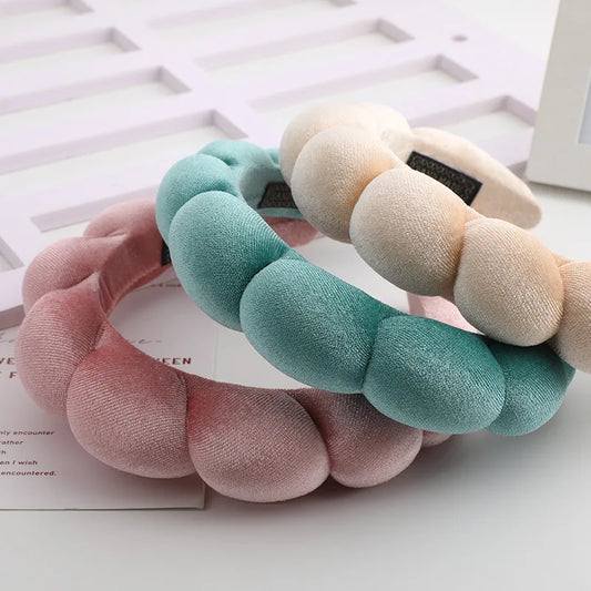 Diadema Retro Acolchada de Terciopelo – Diadema de Esponja Acolchada para Mujeres y Niñas | Accesorio de Moda para Maquillaje y Peinado