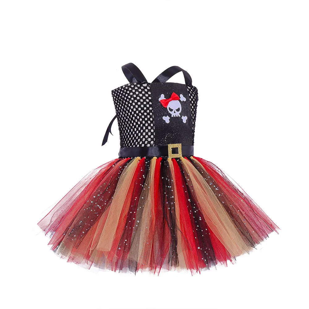 Girls Pirate Costume Dress – Fancy Cosplay Outfit for Halloween, Carnival & Party Dress-Up, Ages 3–10Y