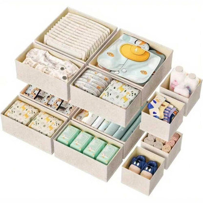Juego de organizadores plegables de ropa interior de 6/12 piezas – Cajas de almacenamiento para cajones para sujetadores, calcetines, ropa interior y organización de armarios