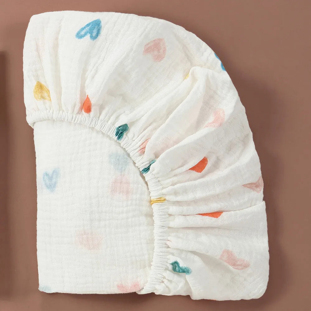 Sábana de cuna de algodón muselina suave y transpirable para bebé – Sábana ajustable universal para cunas de recién nacidos, moisés y camas infantiles