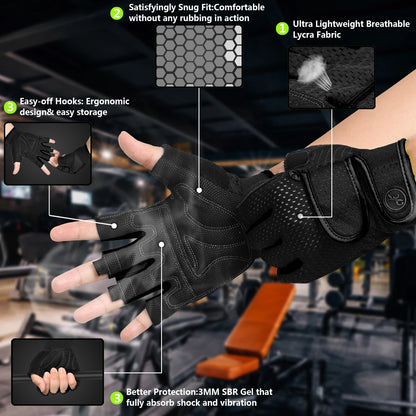 MOREOK Gym Gloves – Men's Non-Slip 3mm Padded Workout Gloves for Weightlifting, Pull-Ups, Kettlebell & Fitness Training