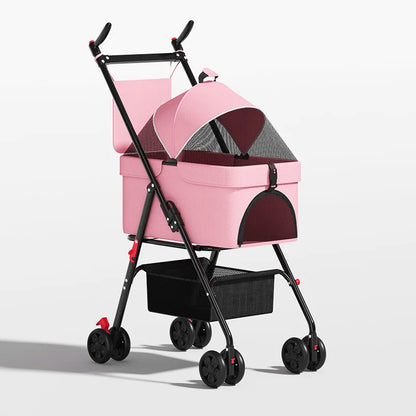 Poussette pliable pour animaux de compagnie 20 kg, poussette légère pour chiens et chats avec nacelle détachable pour les voyages en extérieur