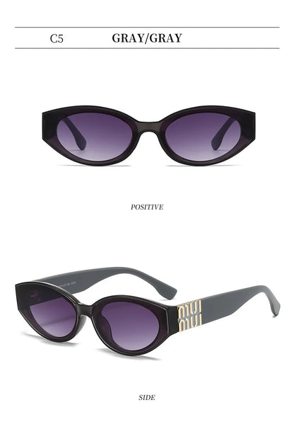 Luxury Glamour Sunglasses Men Women Oval UV400 Minimalist Fashion Brand Unisex Stylish Shades Sun Glasses
