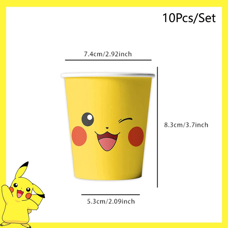 Décorations d'anniversaire Pokémon – Vaisselle Pikachu, Ballons, Décorations de Gâteau et Articles de Fête