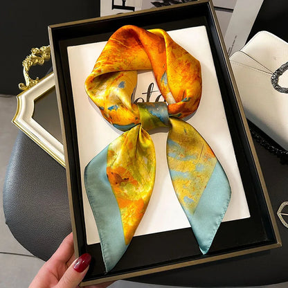 Women's Luxury Satin Silk Feel Square Scarf Printed Hair Scarf Neckerchief Bandana Hijab Wrap