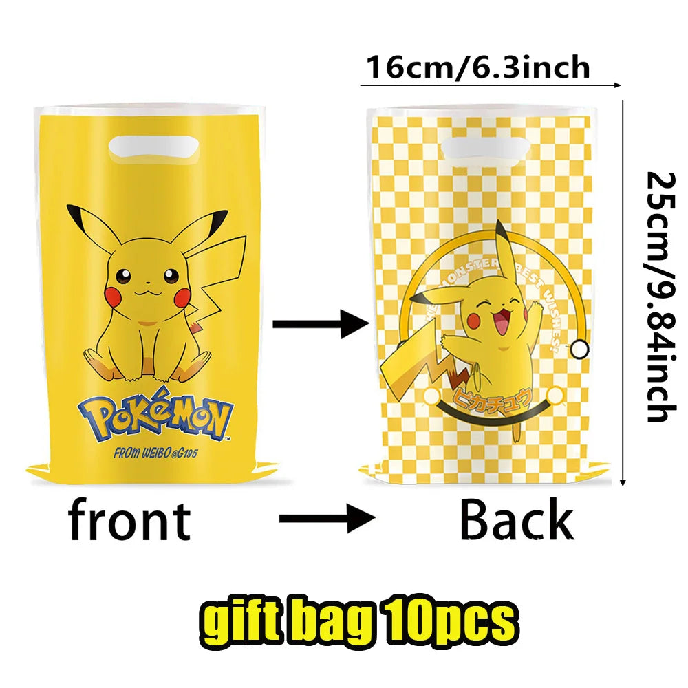Pokémon Birthday Party Supplies Set – Paper Plates, Cups, Napkins, Tablecloth, Gift Bag Fillers & Guest Favors for Pikachu Party & Baby Shower