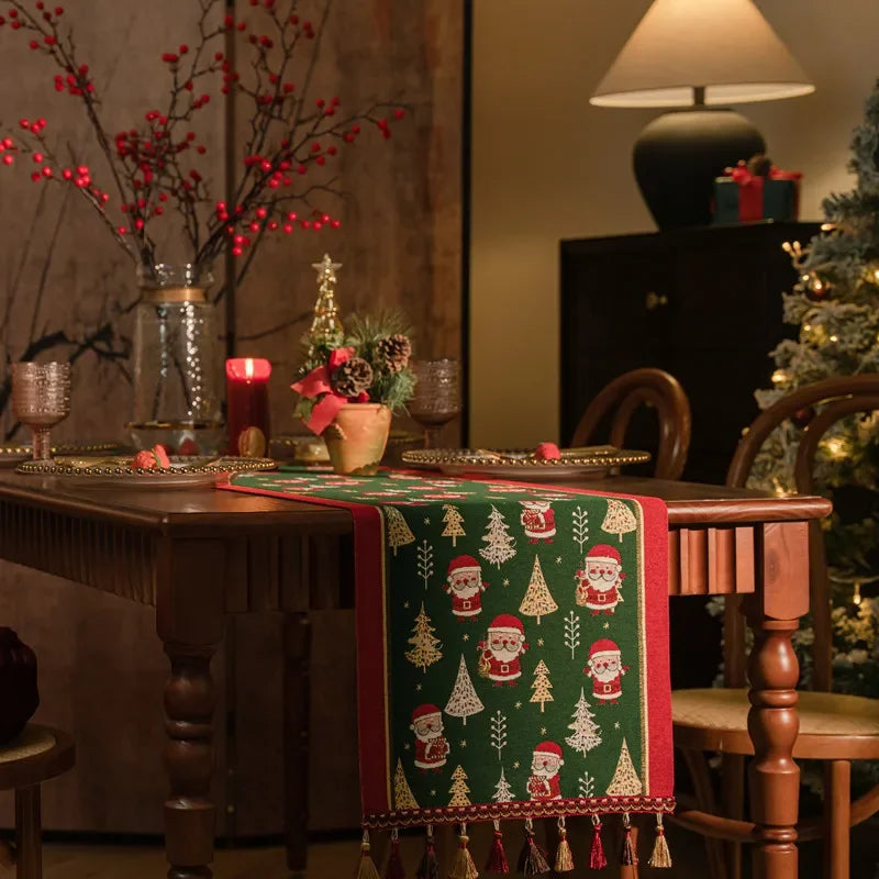 Christmas Snowflake Jacquard Table Runner – Winter Dining Table Cloth for Xmas, New Year, Rustic Home Decor & Holiday Gift