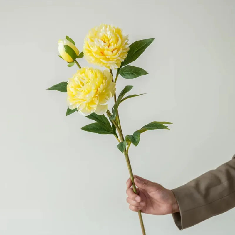 3 Heads Artificial Peony Flower Branch – 75cm Realistic Faux Peony Stem for Wedding Decor, Christmas Table Centerpieces, Home Decoration & Floral Arrangements