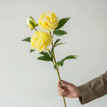3 Heads Artificial Peony Flower Branch – 75cm Realistic Faux Peony Stem for Wedding Decor, Christmas Table Centerpieces, Home Decoration & Floral Arrangements