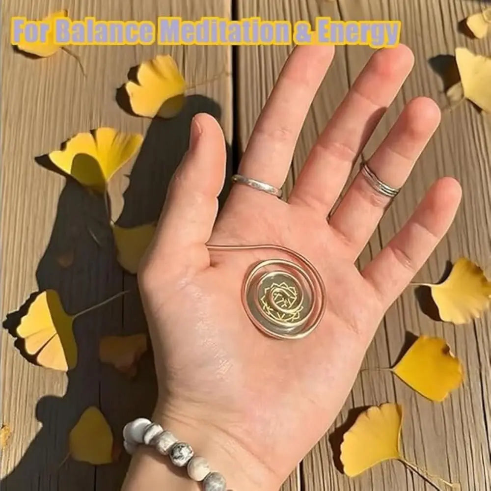 Adjustable Copper Palm Ring – Handmade Spiral Finger Cuff Ring for Meditation, Energy Healing & Boho Fashion Jewelry Accessory