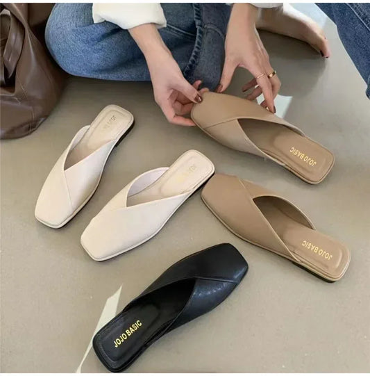 Women's Square Toe Mules – Fashion Summer Slip-On Slides for Ladies, Casual Outdoor Beach Shoes in Large Sizes