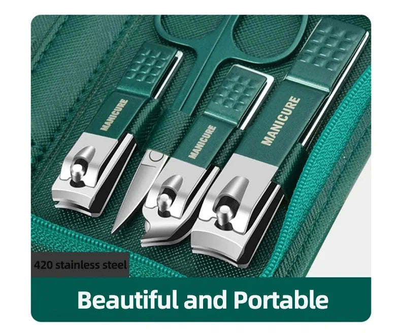 Juego profesional de manicura y pedicura de acero inoxidable de 6 a 18 piezas con estuche de viaje de piel – Kit de uñas y aseo para hombres y mujeres