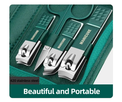 Juego profesional de manicura y pedicura de acero inoxidable de 6 a 18 piezas con estuche de viaje de piel – Kit de uñas y aseo para hombres y mujeres