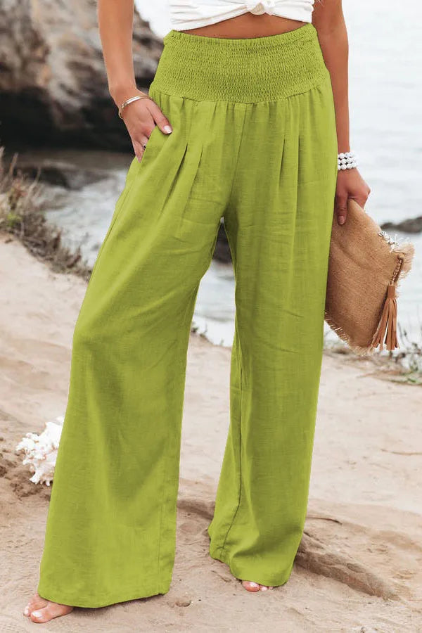 Pantalon ample décontracté pour femme, taille mi-haute avec cordon de serrage, style européen et américain, idéal pour la plage au printemps et en été