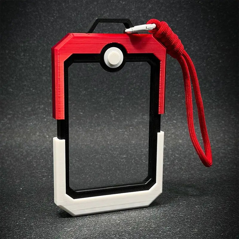 Poké Ball Trading Card Display Case | Hard Protective Card Brick Holder with Lanyard for Pokémon TCG