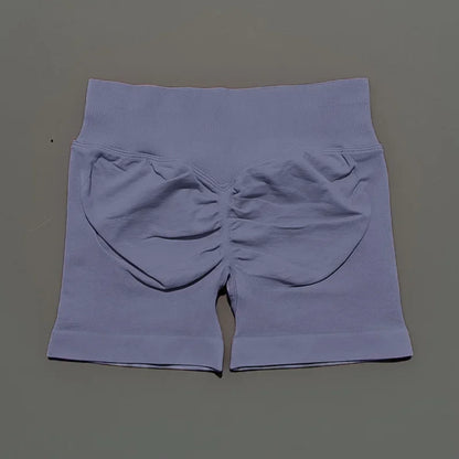 HISTELLO Pantalones cortos de yoga sin costuras de 4.5" para mujer – Pantalones cortos deportivos de talle bajo con efecto fruncido para gimnasio, fitness, correr y ropa deportiva