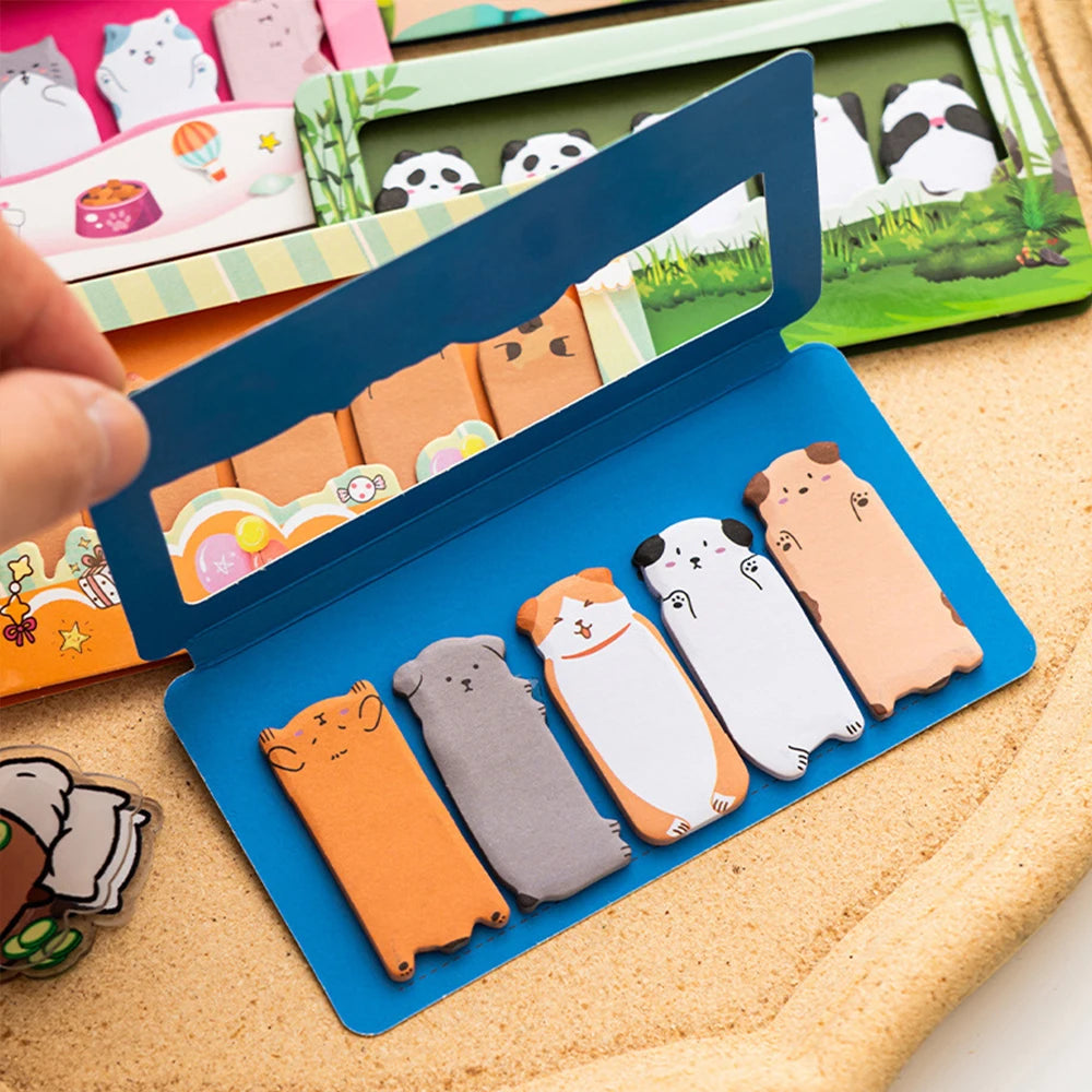 150 Hojas de Notas Adhesivas de Animales de Dibujos Animados – Bonitas Almohadillas de Notas de Capibara, Panda y Gato, Marcadores Decorativos para la Escuela, la Oficina, Diarios y Uso de Papelería