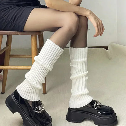 Calentadores de piernas de punto Lolita para mujer – Puños largos de ganchillo para botas y calentadores de pies de invierno Y2K (40–70 cm)